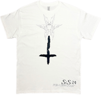 a white t - shirt with a cross on it